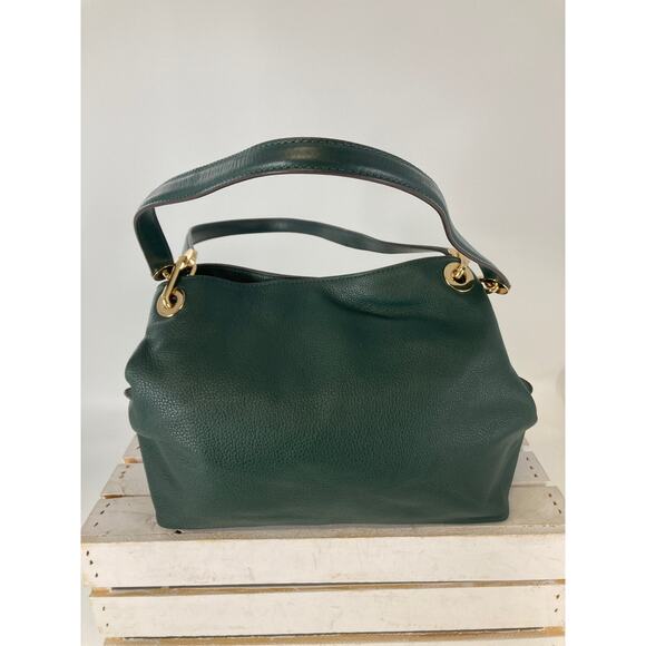 MICHAEL KORS, LARGE HUNTER GREEN PEBBLED LEATHER SHOULDER BAG - Picture 4 of 16